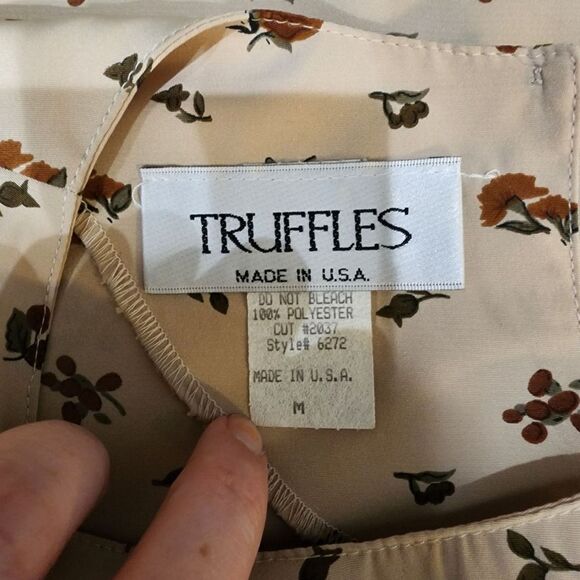 Truffles Vintage Floral Blouse Womens SZ Medium Earthy Boho Cottagecore Peasant - Picture 4 of 4